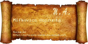 Mifkovics Asszunta névjegykártya